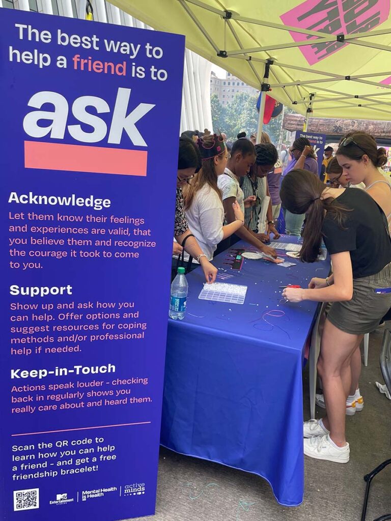 making ASK bracelets at the VMA block party asktivation