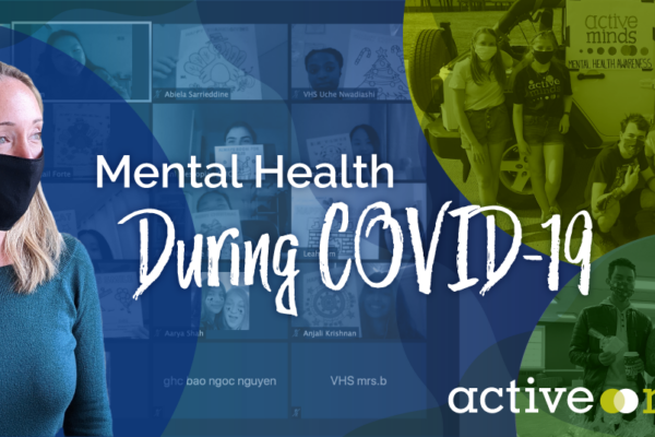 Photo of Alison Malmon in foreground with mask and photos of students with masks in background; text reads 