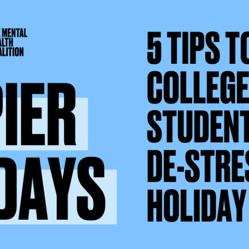 Blue background with black block text reading, 