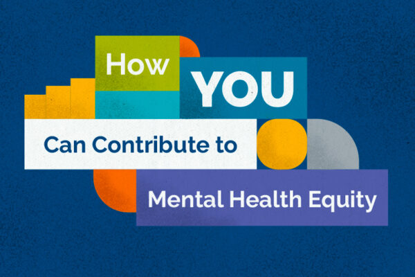 Blue background with stacking geometric shapes featuring text reading, 