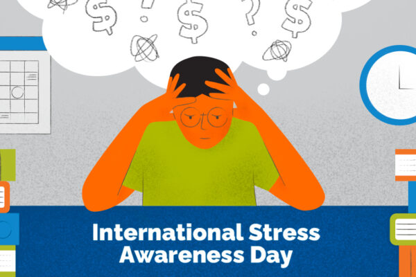 Illustration of a student sitting at a desk next to stacks of books with a worried expression; a thought bubble above their head shows dollar signs.