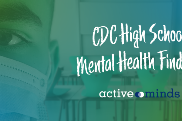 Zoomed-in photo of face wearing mask, with text 