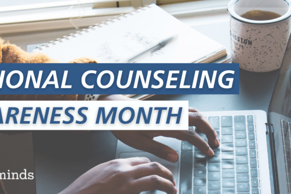 Photo of woman typing on computer in background, with text reading 