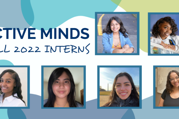 Background with transparent green, blue, and teal abstract shapes. Blue text reads 