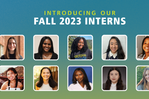 Blue and green gradient background with text reading, 