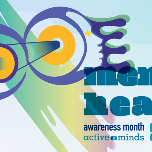 Abstract depictions of two faces looking away from each other but connected through their minds; text reads 