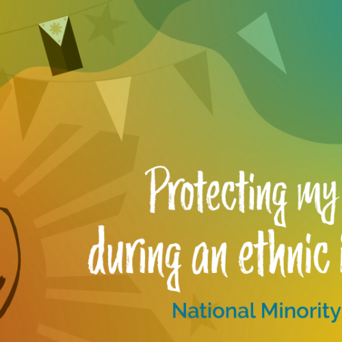 Graphic with the Philippine flag and Philippine comfort food, with the text 