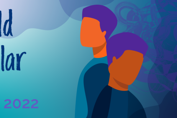 Graphic of two figures with text, 